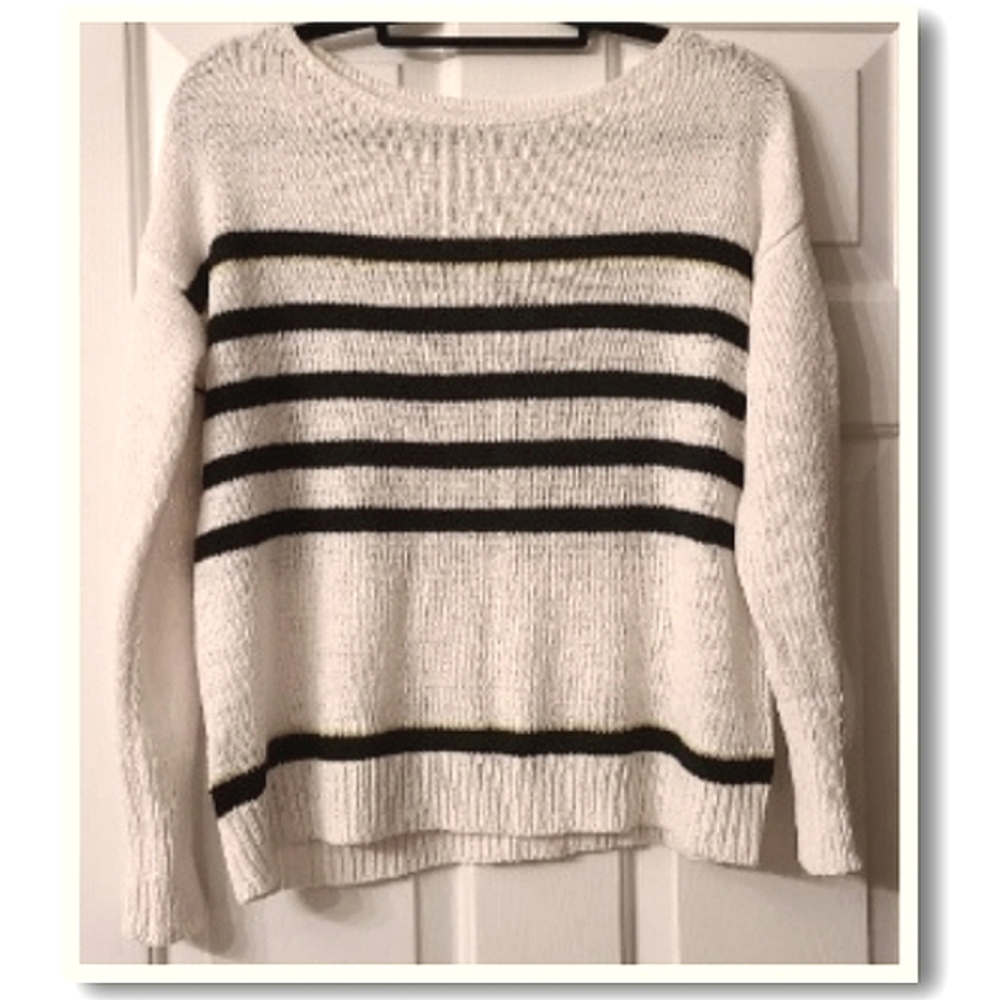 LOFT White/Navy Sweater